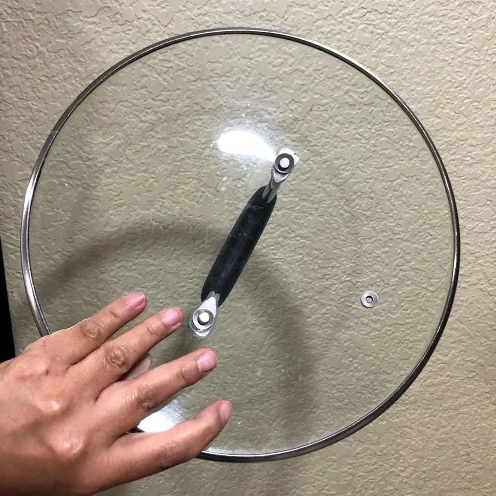 VTG REPLACEMENT LID GLASS STAINLESS STEEL BLACK HANDLE 9.5